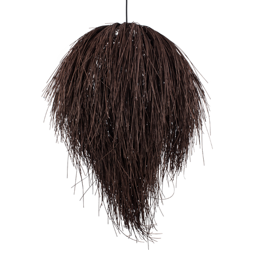 GloboStar® ARCHIPELAGO 01750 Boho Κρεμαστό Φωτιστικό Πλέγμα Μονόφωτο 1 x E27 IP20 Καφέ Ξύλο - Μ40 x Π40 x Υ63cm
