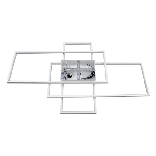 GloboStar® QUADRA 61389 Φωτιστικό Οροφής Design LED CCT 120W 14400lm 120° AC 220-240V - Εναλλαγή Φωτισμού μέσω Τηλεχειριστηρίου All In One Ψυχρό 6000k+Φυσικό 4500k+Θερμό 2700k Dimmable Μ105 x Π60 x Υ9cm - Λευκό - 3 Years Warranty