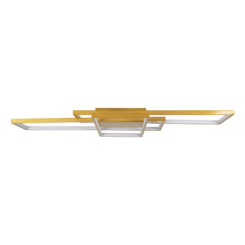 GloboStar® QUADRA 61390 Φωτιστικό Οροφής Design LED CCT 120W 14400lm 120° AC 220-240V - Εναλλαγή Φωτισμού μέσω Τηλεχειριστηρίου All In One Ψυχρό 6000k+Φυσικό 4500k+Θερμό 2700k Dimmable Μ105 x Π60 x Υ19cm - Χρυσό Βούρτσας- 3 Years Warranty