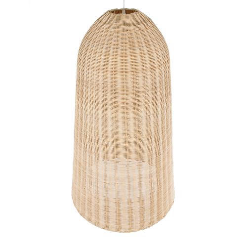 GloboStar® FAROL 01746 Boho Κρεμαστό Φωτιστικό Καμπάνα Μονόφωτο 1 x E27 IP20 Μπεζ Ξύλο - Μ60 x Π60 x Y100cm