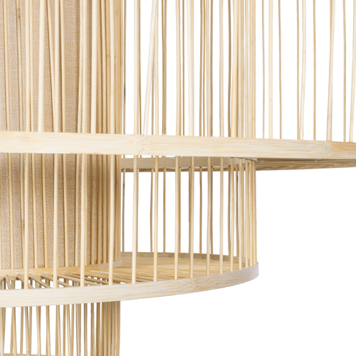 GloboStar® HIBISCUS 01780 Boho Κρεμαστό Φωτιστικό Πλέγμα Μονόφωτο 1 x E27 IP20 Μπεζ Ξύλο - Μ100 x Π100 x Y100cm