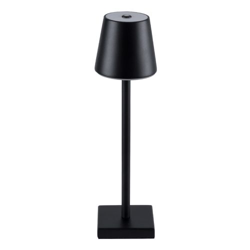 GloboStar® NEGA 60473 Μοντέρνο Επιτραπέζιο Φωτιστικό Πορτατίφ LED 2.2W 154lm 360° DC 5V Επαναφορτιζόμενο με Μπαταρία Li-ion 4000mAh - Διακόπτη Αφής - Θερμό Λευκό 2700K - Dimmable - D10 x H39cm - Μαύρο - 2 Years Warranty
