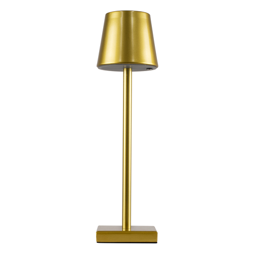 GloboStar® NEGA 60475 Μοντέρνο Επιτραπέζιο Φωτιστικό Πορτατίφ LED 2.2W 154lm 360° DC 5V Επαναφορτιζόμενο με Μπαταρία Li-ion 4000mAh - Διακόπτη Αφής - Θερμό Λευκό 2700K - Dimmable - D10 x H39cm - Χρυσό - 2 Years Warranty