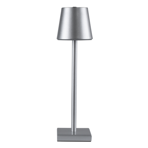 GloboStar® NEGA 60476 Μοντέρνο Επιτραπέζιο Φωτιστικό Πορτατίφ LED 2.2W 154lm 360° DC 5V Επαναφορτιζόμενο με Μπαταρία Li-ion 4000mAh - Διακόπτη Αφής - Θερμό Λευκό 2700K - Dimmable - D10 x H39cm - Ασημί - 2 Years Warranty