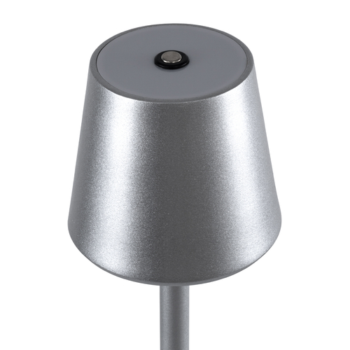 GloboStar® NEGA 60476 Μοντέρνο Επιτραπέζιο Φωτιστικό Πορτατίφ LED 2.2W 154lm 360° DC 5V Επαναφορτιζόμενο με Μπαταρία Li-ion 4000mAh - Διακόπτη Αφής - Θερμό Λευκό 2700K - Dimmable - D10 x H39cm - Ασημί - 2 Years Warranty