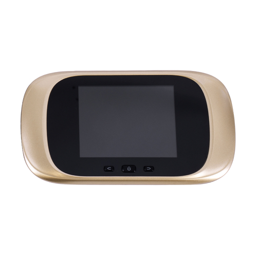 GloboStar® 86068 Επαναφορτιζόμενη Ψηφιακή Έξυπνη Camera Εξώπορτας 90° Μοιρών με Έγχρωμη Οθόνη 2.8 Inches - USB - Νυχτερινή Όραση με LED IR - Κουδούνι - Χρυσό