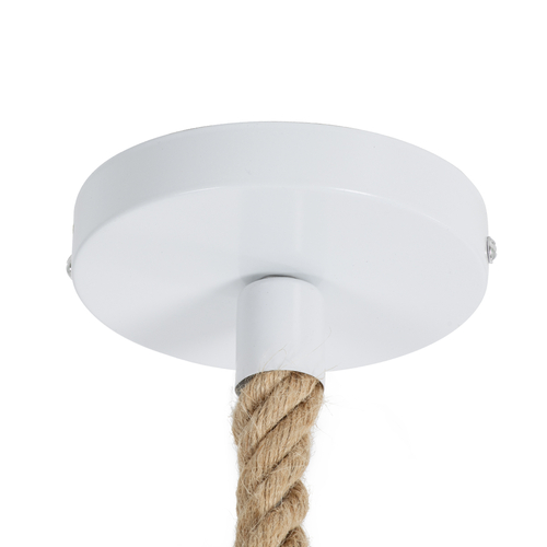 GloboStar® APES 01802 Μοντέρνο Κρεμαστό Φωτιστικό Φιγούρα Μονόφωτο 1 x E27 IP20 Λευκό Πλαστικό με Μπεζ Σχοινί - Μ26 x Π28 x Υ69cm