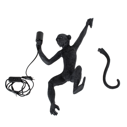 GloboStar® APES 01804 Μοντέρνο Επιτοίχιο Φωτιστικό Απλίκα Μονόφωτο 1 x E27 IP20 Μαύρο Πλαστικό - Μ34 x Π31 x Υ61cm