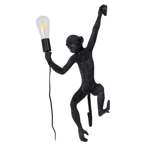 GloboStar® APES 01804 Μοντέρνο Επιτοίχιο Φωτιστικό Απλίκα Μονόφωτο 1 x E27 IP20 Μαύρο Πλαστικό - Μ34 x Π31 x Υ61cm