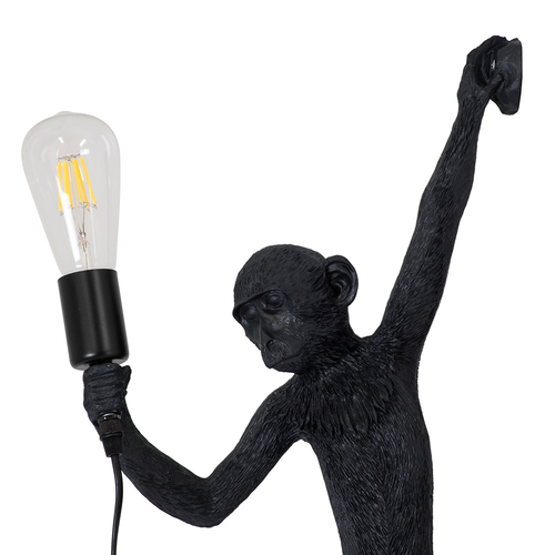 GloboStar® APES 01804 Μοντέρνο Επιτοίχιο Φωτιστικό Απλίκα Μονόφωτο 1 x E27 IP20 Μαύρο Πλαστικό - Μ34 x Π31 x Υ61cm