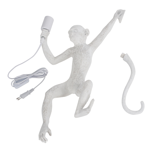 GloboStar® APES 01805 Μοντέρνο Επιτοίχιο Φωτιστικό Απλίκα Μονόφωτο 1 x E27 IP20 Λευκό Πλαστικό - Μ34 x Π31 x Υ61cm