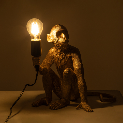 GloboStar® APES 01809 Μοντέρνο Φωτιστικό Πορτατίφ Λαμπατέρ Μονόφωτο 1 x E27 Χρυσό Φιγούρα L30 x W27 x H30cm