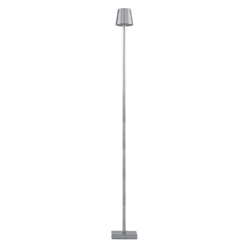GloboStar® NEGA 60480 Μοντέρνο Επιδαπέδιο Φωτιστικό LED 2.2W 154lm 360° DC 5V Επαναφορτιζόμενο με Μπαταρία Li-ion 4000mAh - Διακόπτη Αφής - Θερμό Λευκό 2700K - Dimmable - D10 x H135cm - Ασημί - 2 Years Warranty