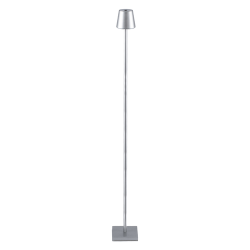 GloboStar® NEGA 60480 Μοντέρνο Επιδαπέδιο Φωτιστικό LED 2.2W 154lm 360° DC 5V Επαναφορτιζόμενο με Μπαταρία Li-ion 4000mAh - Διακόπτη Αφής - Θερμό Λευκό 2700K - Dimmable - D10 x H135cm - Ασημί - 2 Years Warranty