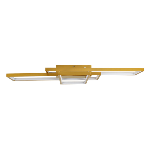GloboStar® QUADRA 61387 Φωτιστικό Οροφής Design LED CCT 100W 12000lm 120° AC 220-240V - Εναλλαγή Φωτισμού μέσω Τηλεχειριστηρίου All In One Ψυχρό 6000k+Φυσικό 4500k+Θερμό 2700k Dimmable Μ85 x Π45 x Υ9cm - Χρυσό Βούρτσας- 3 Years Warranty
