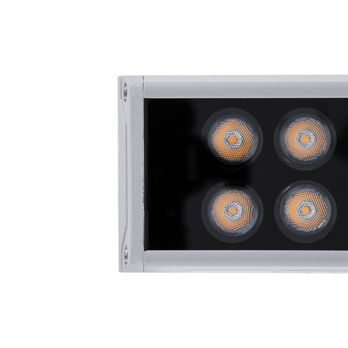 GloboStar® WASHER-GAIA 90215 Μπάρα Φωτισμού Wall Washer LED 144W 12960lm 10° DC 24V Αδιάβροχο IP67 L100 x W7.3 x H4.3cm Θερμό Λευκό 2700K - Ασημί - 3 Years Warranty