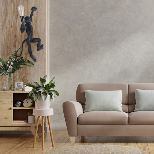 GloboStar® APES 01804 Μοντέρνο Επιτοίχιο Φωτιστικό Απλίκα Μονόφωτο 1 x E27 IP20 Μαύρο Πλαστικό - Μ34 x Π31 x Υ61cm