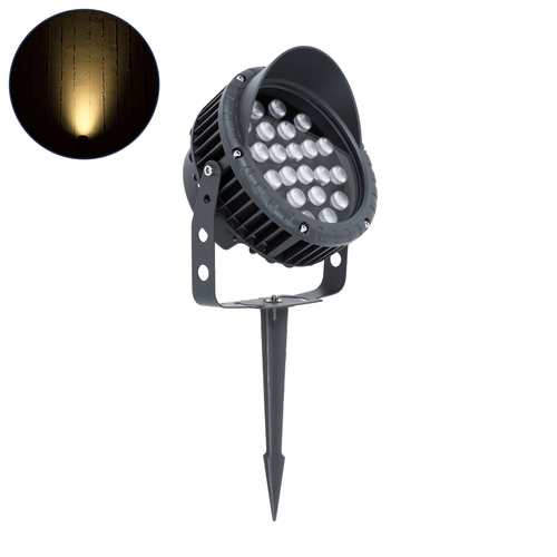GLOBOSTAR® TREELIGHT-VINA 90360 Σποτ Φωτισμού με Αντιθαμβωτική Γρίλια για Φυτά - Δέντρα με Βάση Κήπου / Καρφωτό LED 24W 2640lm 10° DC 24V Αδιάβροχο IP65 Θερμό Λευκό 2700K Dimmable - Γκρι Ανθρακί - Μ21.5 x Π18.3 x Υ14cm - 3 Χρόνια Εγγύηση