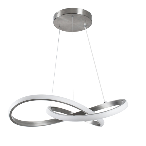GloboStar® DEXTER 60498 Κρεμαστό Φωτιστικό Οροφής Design LED CCT 72W 8064lm 300° AC 220-240V - Εναλλαγή Φωτισμού μέσω Τηλεχειριστηρίου All In One Ψυχρό 6000k+Φυσικό 4500k+Θερμό 2700k Dimmable Φ56cm - Νίκελ Ασημί Βούρτσας - 3 Years Warranty