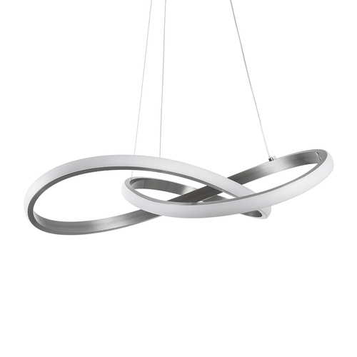 GloboStar® DEXTER 60498 Κρεμαστό Φωτιστικό Οροφής Design LED CCT 72W 8064lm 300° AC 220-240V - Εναλλαγή Φωτισμού μέσω Τηλεχειριστηρίου All In One Ψυχρό 6000k+Φυσικό 4500k+Θερμό 2700k Dimmable Φ56cm - Νίκελ Ασημί Βούρτσας - 3 Years Warranty
