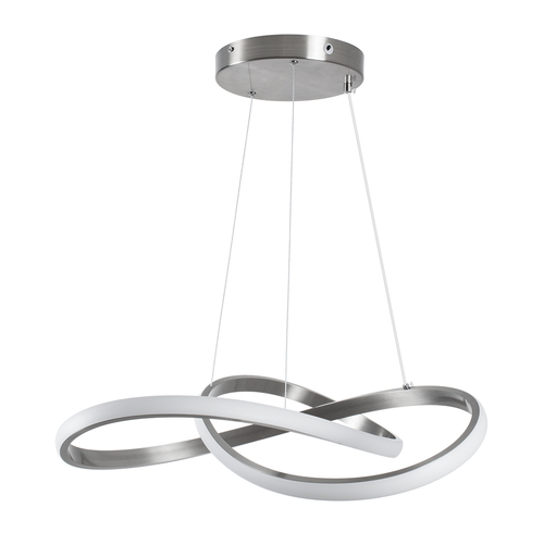 GloboStar® DEXTER 60498 Κρεμαστό Φωτιστικό Οροφής Design LED CCT 72W 8064lm 300° AC 220-240V - Εναλλαγή Φωτισμού μέσω Τηλεχειριστηρίου All In One Ψυχρό 6000k+Φυσικό 4500k+Θερμό 2700k Dimmable Φ56cm - Νίκελ Ασημί Βούρτσας - 3 Years Warranty