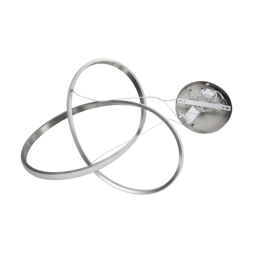 GloboStar® DEXTER 60498 Κρεμαστό Φωτιστικό Οροφής Design LED CCT 72W 8064lm 300° AC 220-240V - Εναλλαγή Φωτισμού μέσω Τηλεχειριστηρίου All In One Ψυχρό 6000k+Φυσικό 4500k+Θερμό 2700k Dimmable Φ56cm - Νίκελ Ασημί Βούρτσας - 3 Years Warranty