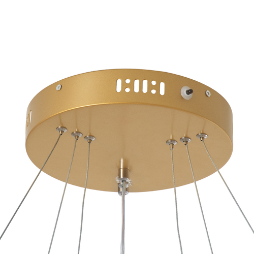 GloboStar® DIAMOND TRIO 61137 Κρεμαστό Φωτιστικό Δαχτυλίδι-Κύκλος LED CCT 100W 12123lm 360° AC 220-240V - Εναλλαγή Φωτισμού μέσω Τηλεχειριστηρίου All In One Ψυχρό 6000k+Φυσικό 4500k+Θερμό 2700k Dimmable Φ25+40+60cm - Χρυσό Βούρτσας - 3 Years Warranty