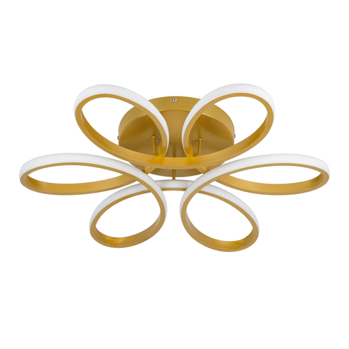 GloboStar® MARGARET 61403 Φωτιστικό Οροφής Design LED CCT 54W 6210lm 360° AC 220-240V - Εναλλαγή Φωτισμού μέσω Τηλεχειριστηρίου All In One Ψυχρό 6000k+Φυσικό 4500k+Θερμό 2700k Dimmable Φ57 x Υ12cm - Χρυσό Βούρτσας - 3 Years Warranty
