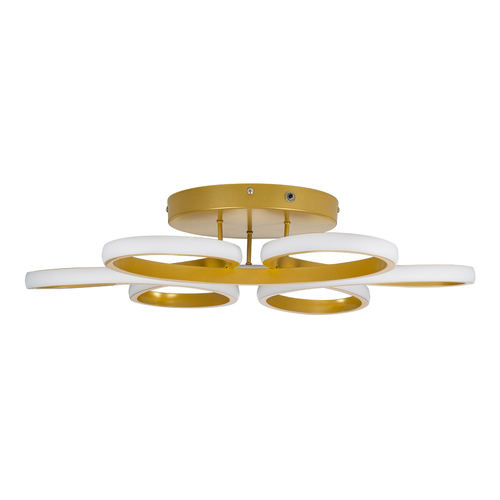 GloboStar® MARGARET 61403 Φωτιστικό Οροφής Design LED CCT 54W 6210lm 360° AC 220-240V - Εναλλαγή Φωτισμού μέσω Τηλεχειριστηρίου All In One Ψυχρό 6000k+Φυσικό 4500k+Θερμό 2700k Dimmable Φ57 x Υ12cm - Χρυσό Βούρτσας - 3 Years Warranty