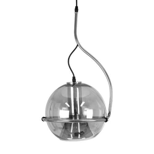 GloboStar® GLASSO 60928 Μοντέρνο Κρεμαστό Φωτιστικό Μπάλα Μονόφωτο 1 x E27 IP20 Ασημί Γυαλί με Ασημί Μέταλλο - Μ27 x Π27 x Υ52cm