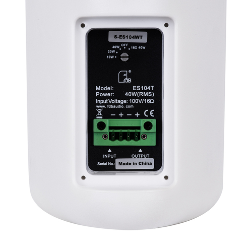 GloboStar® FDB ES104WT 98001 Facilities Speaker - Παθητικό Ηχείο Εγκαταστάσεων Επιτοίχιο με Μετασχηματιστή 100V & 16Ω - 40W RMS (160W Peak) - 1 x 4 Inches LF & 1 x 0.8 Inches HF - Αδιάβροχο IP65 - Λευκό - Μ14.1 x Π17 x Υ23cm - Ζεύγος