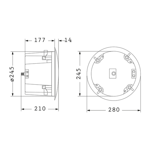 GloboStar® FDB C800T 98013 Facilities Speaker - Παθητικό Ηχείο Εγκαταστάσεων Χωνευτό Οροφής με Μετασχηματιστή 100V & 8Ω - 50W RMS (100W Peak) - 1 x 8 Inches LF & 1 x 1 Inches HF -  IP20 - Λευκό - Φ28 x Υ19.1cm