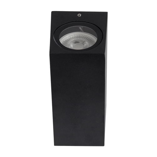 GloboStar® BURANO 60616 Φωτιστικό Τοίχου - Απλίκα Αρχιτεκτονικού Φωτισμού Εξωτερικού Χώρου Up & Down Αλουμινίου με Ντουί 2 x GU10 AC 220-240V Αδιάβροχο IP65 L15 x W8 x H6.8cm - Μαύρο -  5 Years Warranty