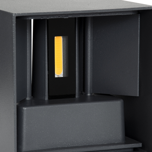 GloboStar® AXIS-S 60564 Φωτιστικό Τοίχου - Απλίκα Αρχιτεκτονικού Φωτισμού Εσωτερικού/Εξωτερικού Χώρου Up & Down LED 10W 1200lm 10 έως 60° AC 220-240V Αδιάβροχο IP65 Μ10 x Π10 x Υ10cm - Φυσικό Λευκό 4500K - Γκρι Ανθρακί- Bridgelux Chip - 3 Years Warranty