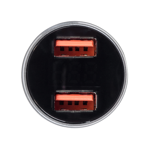 GloboStar® 85435 Φορτιστής Αναπτήρα Αυτοκινήτου Γρήγορης Φόρτισης PD 36W 6A με 2 Θύρες USB Ασημί Νίκελ