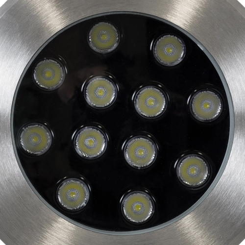 GloboStar® UNDERWATER-GUNE 90405 Υποβρύχιο Χωνευτό Φωτιστικό Σποτ Ειδικό για Σιντριβάνια LED 12W 1200lm 15° DC 24V Αδιάβροχο IP68 Φ18 x Υ11.2cm Ψυχρό Λευκό 6000K - Ανοξείδωτο Ατσάλι - 3 Χρόνια Εγγύηση
