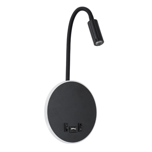 GloboStar® GOOSE 60883 Μοντέρνο Φωτιστικό Τοίχου - Απλίκα Ξενοδοχείου Bed Side LED 6W 600lm 36° & 360° AC 220-240V - Reading Light & 360° Κρυφός Φωτισμός - Φορτιστής USB 3A - Μ15.5 x Π15 x Υ30.5cm - Φυσικό Λευκό 4500K - Μαύρο - 3 Xρόνια Εγγύηση