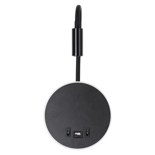 GloboStar® GOOSE 60883 Μοντέρνο Φωτιστικό Τοίχου - Απλίκα Ξενοδοχείου Bed Side LED 6W 600lm 36° & 360° AC 220-240V - Reading Light & 360° Κρυφός Φωτισμός - Φορτιστής USB 3A - Μ15.5 x Π15 x Υ30.5cm - Φυσικό Λευκό 4500K - Μαύρο - 3 Xρόνια Εγγύηση