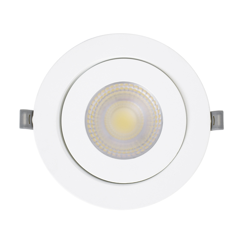 GloboStar® LEXIS JOINT 60988 Χωνευτό LED Κινούμενο Spot Downlight 12W 1200lm 45° AC 220-240V IP44 Φ15.8cm x Υ4.1cm - Στρόγγυλο - Λευκό - Φυσικό Λευκό 4500K - Bridgelux Chip - TÜV Certified Driver - 5 Years Warranty
