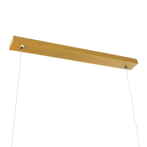 GloboStar® WINDY 61293 Κρεμαστό Φωτιστικό Οροφής Design LED CCT 67W 7504lm 300° AC 220-240V - Εναλλαγή Φωτισμού μέσω Τηλεχειριστηρίου All In One Ψυχρό 6000k+Φυσικό 4500k+Θερμό 2700k Dimmable Μ120 x Π4 x Υ30cm - Χρυσό Βούρτσας - 3 Years Warranty