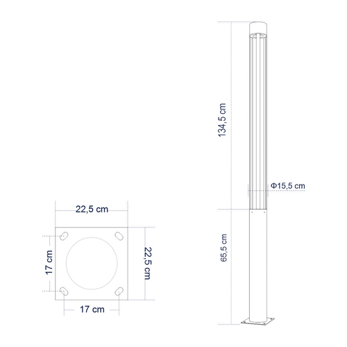 GloboStar® CANCUN 61509 Urban Light Φωτιστικό Πάρκου - Πλατείας - Κήπου Ύψους 2 μέτρων LED 40W 5440lm 60° AC100-240VAC IP67 IK09 - D15.5 x H200cm - Anthracite Grey - Φυσικό Λευκό 4000K - LUMILEDS - MEAN WELL DRIVER - 5 Years Warranty