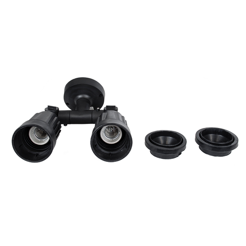 GloboStar® GRASEDO 61616 Βάση Κήπου με 2 Ντουί E27 για Λάμπες Σποτ PAR38 - Αδιάβροχη IP67 - Υψηλής Αντοχής ABS - VDE Certified - Μ40 x Π9.5 x Υ22cm - Μαύρο - 5 Years Warranty