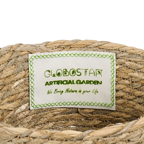 GloboStar® Artificial Garden SANTORINI 20284 Διακοσμητικό Πλεκτό Καλάθι - Κασπώ Γλάστρα - Flower Pot Μπεζ με Μακραμέ Φ20cm x Υ20cm