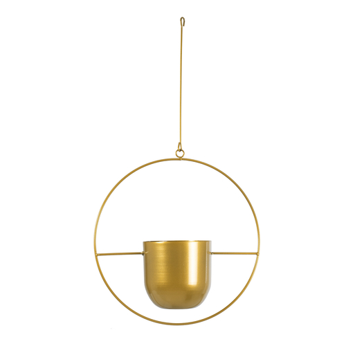 GloboStar® Artificial Garden TILOS 20486 Κρεμαστό Μεταλλικό Κασπώ Γλάστρα - Flower Pot Χρυσό Φ35cm x Υ15cm