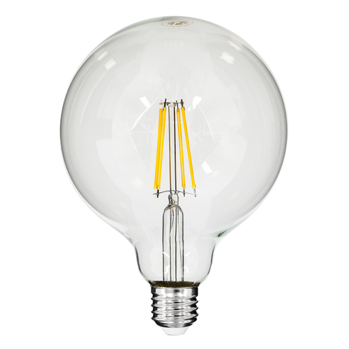 GloboStar® 99013 Λάμπα LED Long Filament E27 G125 Γλόμπος 8W 800lm 360° AC 220-240V IP20 Φ12.5 x Υ18cm Θερμό Λευκό 2700K με Διάφανο Γυαλί - Dimmable - 3 Years Warranty