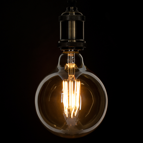 GloboStar® 99044 Λάμπα LED Long Filament E27 G125 Γλόμπος 12W 1080lm 360° AC 220-240V IP20 Φ12.5 x Υ18cm Ultra Θερμό Λευκό 2200K με Μελί Γυαλί - Dimmable - 3 Years Warranty