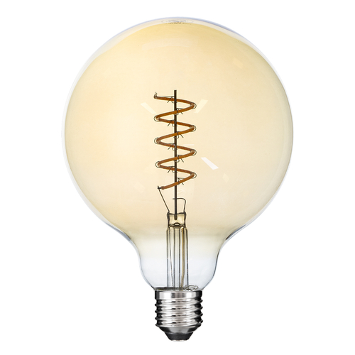 GloboStar® 99138 Λάμπα LED Soft S Spiral Filament E27 G125 Γλόμπος 4W 280lm 360° AC 220-240V IP20 Φ12.5 x Υ18cm Ultra Θερμό Λευκό 2200K με Μελί Γυαλί - Dimmable - 3 Years Warranty