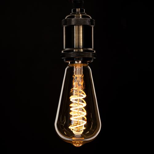 GloboStar® 99144 Λάμπα LED Soft S Spiral Filament E27 ST64 Αχλάδι 4W 280lm 360° AC 220-240V IP20 Φ6.4 x Υ14cm Ultra Θερμό Λευκό 2200K με Μελί Γυαλί - Dimmable - 3 Χρόνια Εγγύηση