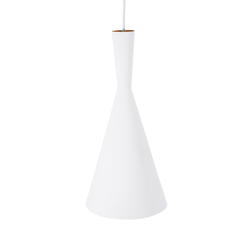 GloboStar® SHANGHAI 01026-C Μοντέρνο Κρεμαστό Φωτιστικό Καμπάνα Μονόφωτο 1 x E27 IP20 Λευκό & Χρυσό Μέταλλο - Μ19 x Π19 x Υ38cm