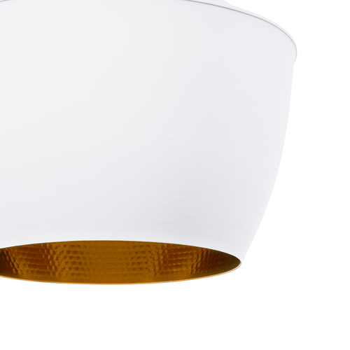 GloboStar® SHANGHAI 01026-A Μοντέρνο Κρεμαστό Φωτιστικό Καμπάνα Μονόφωτο 1 x E27 IP20 Λευκό & Χρυσό Μέταλλο - Μ25 x Π25 x Υ30cm
